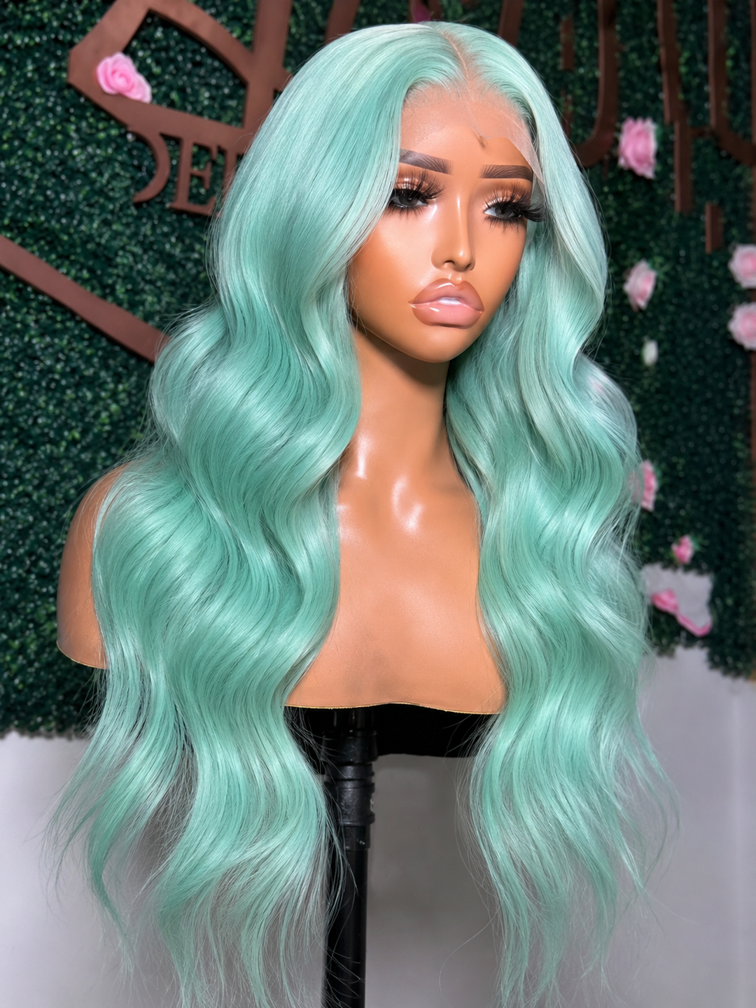 Mint Wave Lace Front Wig – Premium Fiber