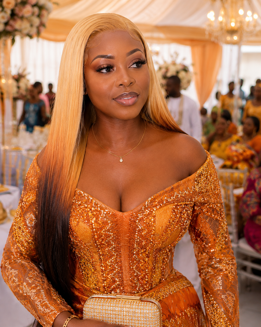 Golden Honey Ombre Silky Straight 13×4 Front Lace Wig