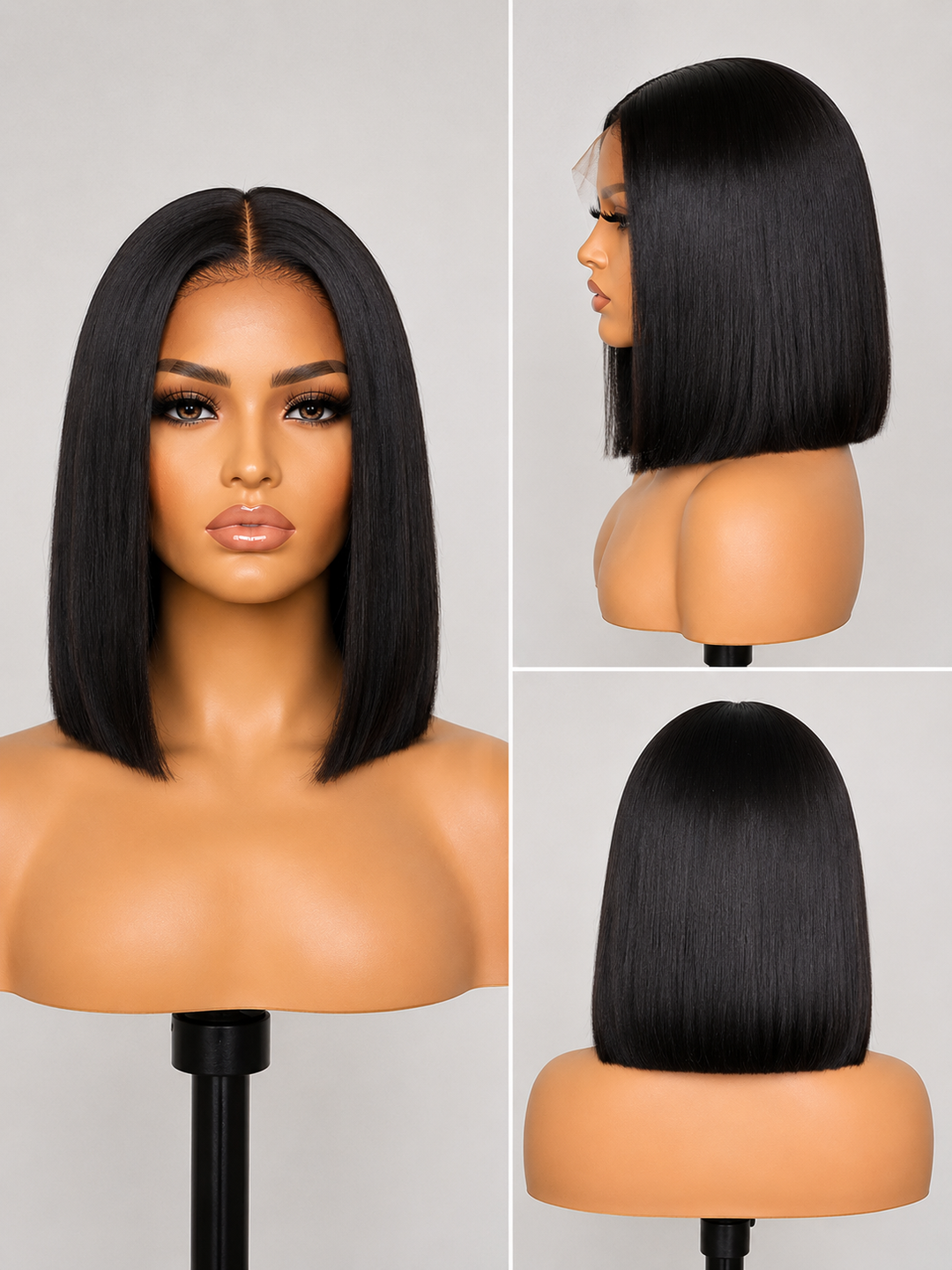 Straight Bob Front Lace Wig – Natural Black