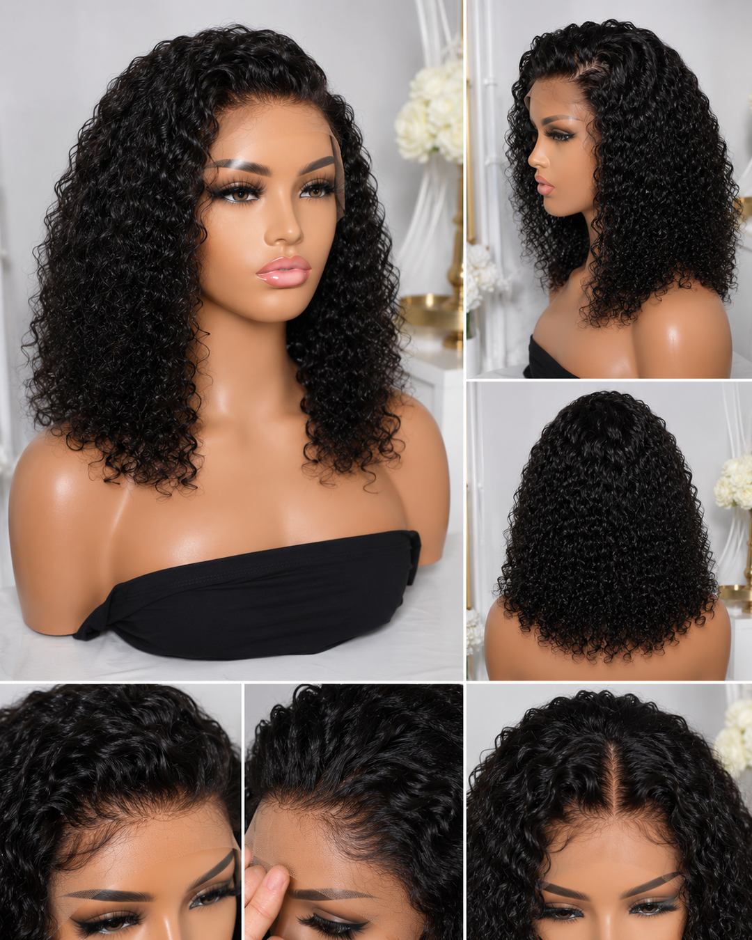 Natural Deep Curly Front Lace Wig